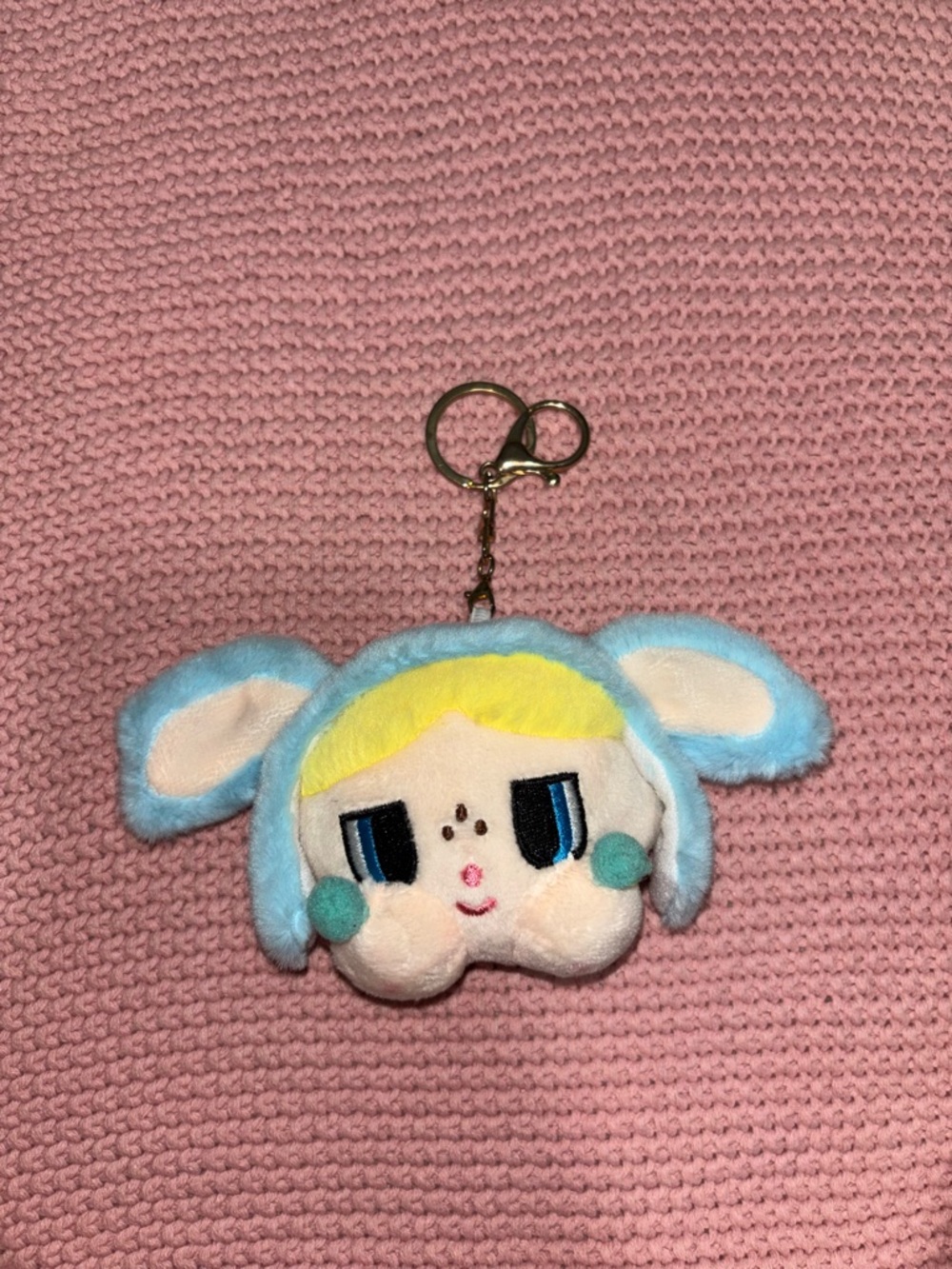 kawaii blue hood plush keychain